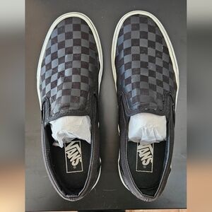 Vans Black and Gray Checkered Slip-On Sneakers